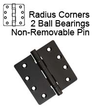 4-1/2 x 4  x Radius Corners Store Front Door Hinge, 2 Ball Bearings, Non-Removable Pin