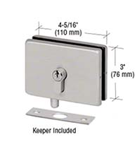 EUR Series Glass Mounted Patch Lock with Keeper Plate, CR Laurence EUR680BS