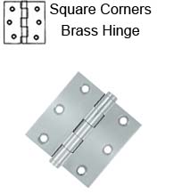 3 x 3 x Square Corners Solid Brass Hinge, Pair,  Deltana DSB3