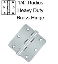 3-1/2 x 3-1/2 x 1/4 Radius Heavy Duty Solid Brass Hinge, Pair, Deltana DSB35R4