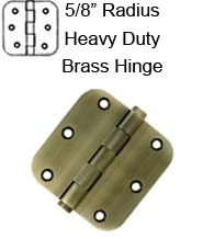 3-1/2 x 3-1/2 x 5/8 Radius Heavy Duty Solid Brass Hinge, Pair,  Deltana DSB35R5