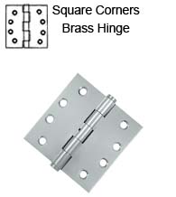 4 x 4 x Square Corners Solid Brass Hinge, Pair, Deltana DSB4