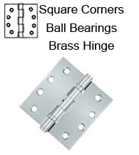 4 x 4 x Square Corners Heavy Duty with Ball Bearing Solid Brass Hinge, Pair, DSB4B