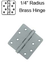 4 x 4 x 1/4 Radius Residential Solid Brass Hinge, ZigZag Holes, Pair, DSB4R4x-RZ