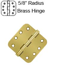 4 x 4 x 5/8 Radius Heavy Duty Solid Brass Hinge, Pair,  Deltana DSB4R5