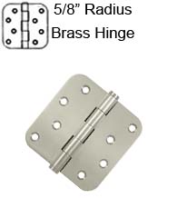 4 x 4 x 5/8 Radius Residential Solid Brass Hinge, ZigZag Holes, Pair, DSB4R5x-RZ