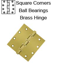 5 x 5 x Square Corners Heavy Duty with Ball Bearings Solid Brass Hinge, Pair, DSB55B