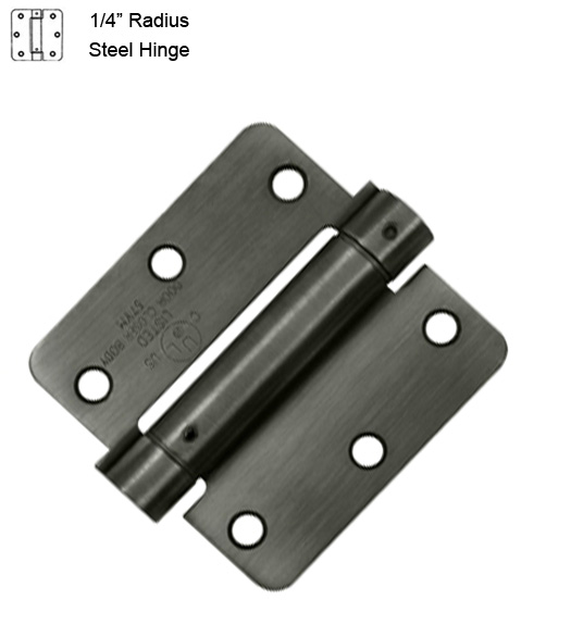 31/2 x 31/2 x 1/4 Radius Spring Hinge, Deltana DSH35R4