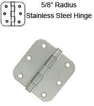 3-1/2 x 3-1/2 x 5/8 Radius Residential Stainless Steel Hinge, Pair, Deltana  SS35R5U32D-R