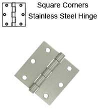 3-1/2 x 3-1/2 x Square Corners Residential Satin Stainless Steel Hinge, Pair, Deltana SS35U32D-R
