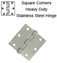 3-1/2 x 3-1/2 x Square Corners Heavy Duty Stainless Steel Hinge, Pair, Deltana SS35U