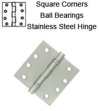 4 x 4 x Square Corners Residential Stainless Steel Hinge 2 Ball Bearings, Pair, Deltana SS44BU32D-R