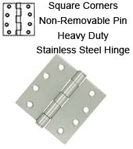 4 x 4 Stainless Steel Hinge with Non-Removable Pin, Pair, Deltana SS44NU32D