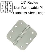 4 x 4 x 5/8 Radius Stainless Steel Hinge NRP, Pair, Deltana SS44R5U32D-RN