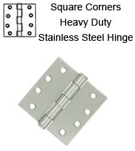 4 x 4 x Square Corners Heavy Duty Stainless Steel Hinge, Pair, Deltana SS44U