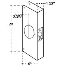 9 x 4 Wrap Around Plate for 1-3/8 Inch Door with 2-3/8 Inch Backset, Don-Jo 1-CW