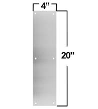 Brushed Stainless Steel 4 x 20 Push Plate, Don-Jo PP-4x20-630