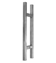 2 Foot Modern Glass Door Handles, Pair, Satin Stainless Steel
