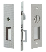 Knurled Narrow Rectangular Privacy Pocket Door Set, Emtek 2195