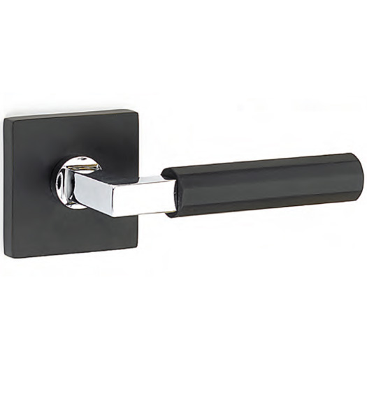 Modern Black and Silver Faceted Lever with Square Rose 