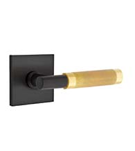 Knurled Lever with Square Rose, Emtek 5050TAKN