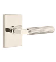 Straight Knurled Lever with Modern Rectangular Rose, Emtek 5052LSSK