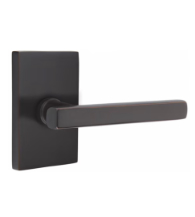 Square Freestone Lever with Modern Rectangular Rose, Emtek 5052FRL