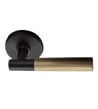 Black and Satin Brass Reeded Leverset, Emtek 505919TA19SK4