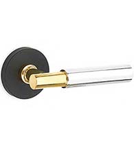 Retro Modern Faceted T-Bar Lever With Disk Rose, Emtek 505919TA3NLFA26