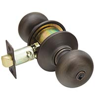 Keyed Sandcast Bronze Winchester Knob with Round Rosette, Emtek 5102WC