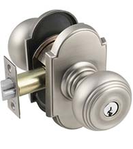 Keyed Waverly Knobset with Arched Rosette, Emtek 5108W