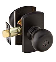 Sandcast Bronze Keyed Winchester Knob with #4 Rosette, Emtek 5114WC