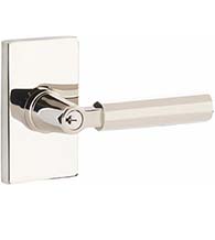 Faceted Keyed Lever with Modern Rectangular Rose, Emtek 5123KLSFA