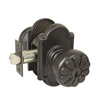 Keyed Cast Bronze Petal Knob with Arched Rose, Emtek 54011PT