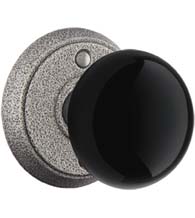 Black Porcelain Madison Knob with Round Rose, Emtek 7052MB