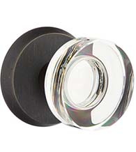 Modern Disc Crystal Knob with Round Rosette, Emtek 7056MDC