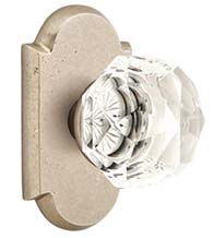 Sandcast Bronze Diamond Knob with Arched Rosette, Emtek 7058CK