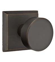 Modern Sandcast Bronze Knobset with Square Rose, Emtek 7061BZRN