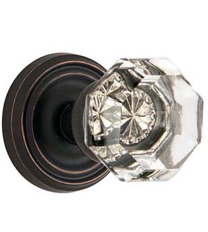 Old Town Clear Crystal Knob with Regular Rosette, Emtek 8050OT