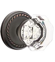Old Town Clear Crystal Knob with Rope Rosette, Emtek 8051OT