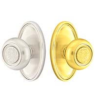 Split Finish Belmont Knob with Oval Rosette, Emtek 8520BTUS15xUS3