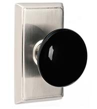 Ebony Knob with Rectangular Rose, Emtek 8521EB