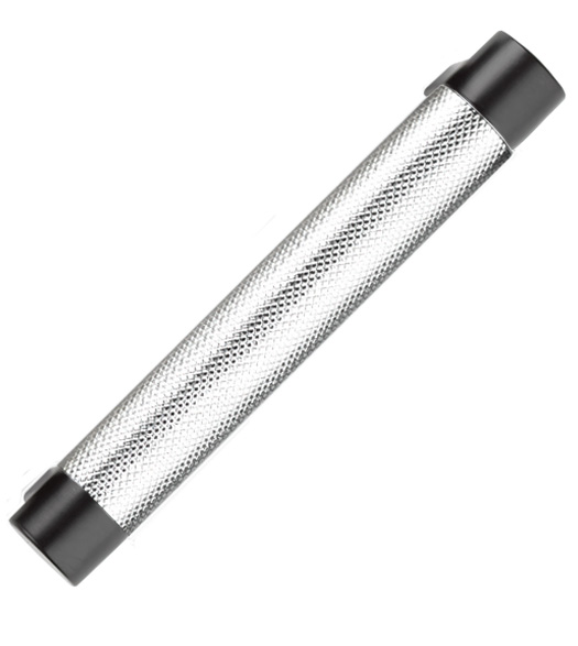 Polished Chrome Knurled Cabinet Pull with Matte Black Mounts - Doorware.com