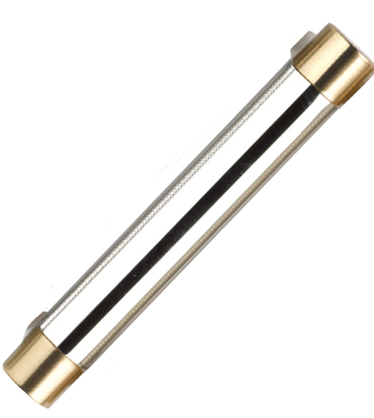 Polished Chrome Pull with Brass Mounts