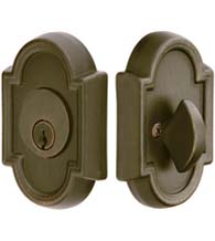 Arched Tuscany Bronze Single Cylinder Deadbolt, Emtek 8472