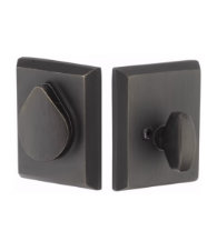Rustic Modern Rectangular Sandcast Bronze Single Cylinder Deadbolt, Emtek 8477