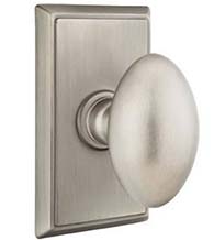 Classic Brass Egg Knob with Rectangular Rosette, Emtek 8521E