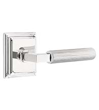 Straight Knurled Lever with Wilshire Rose, Emtek 8561LSSK