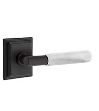 Mid-Century Modern White Marble Leverset, Emtek 8561TAMRWH