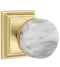 White Marble Knob with Wilshire Rose, Emtek 8561CCMRKWH